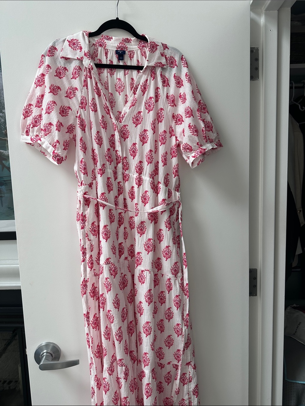 Roller Rabbit White Maxi Dress with Pink Floral Print